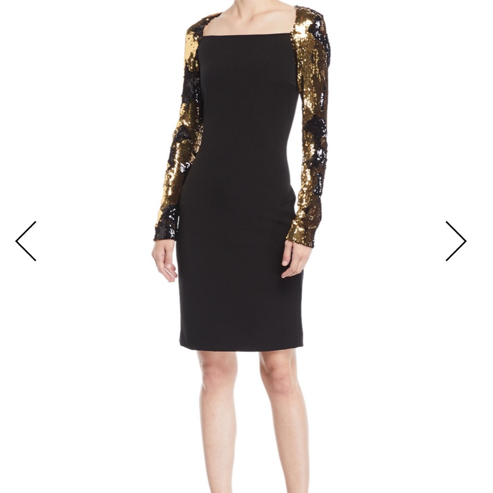 NK32 Naeem Khan Sequined Long Sleeve Dress